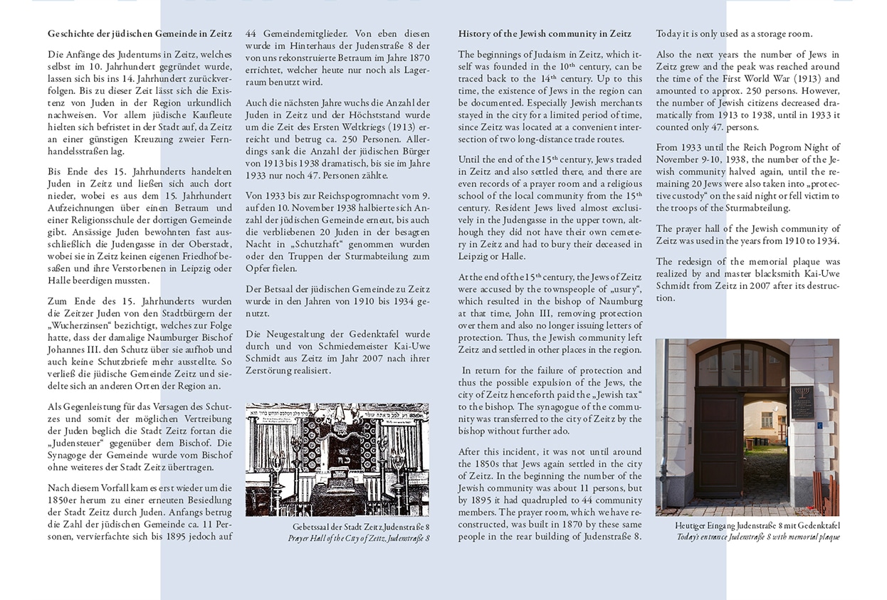 Intérieur du dépliant Traces juives à Zeitz